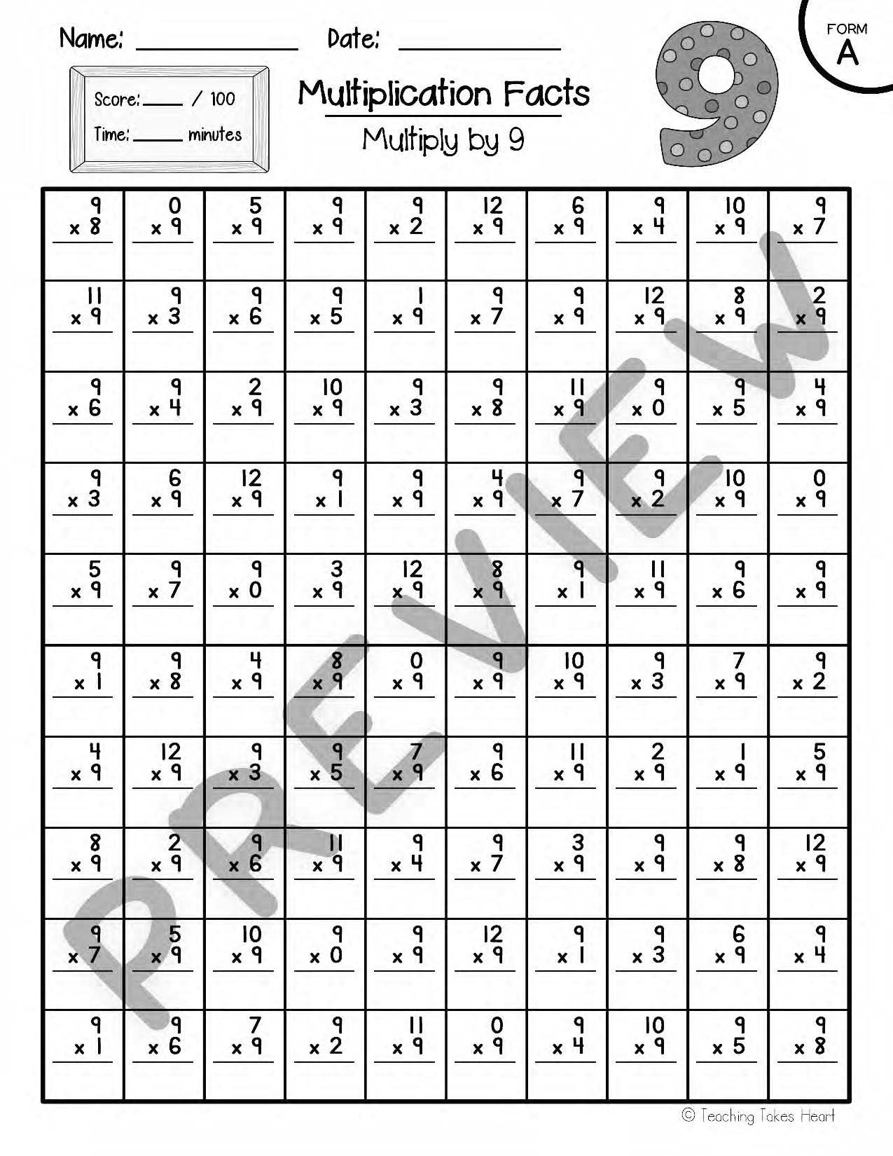 multiplication-timed-tests-multiply-by-9-teaching-takes-heart