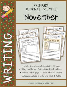 Primary Writing Journal Prompts: November - Teaching Takes Heart