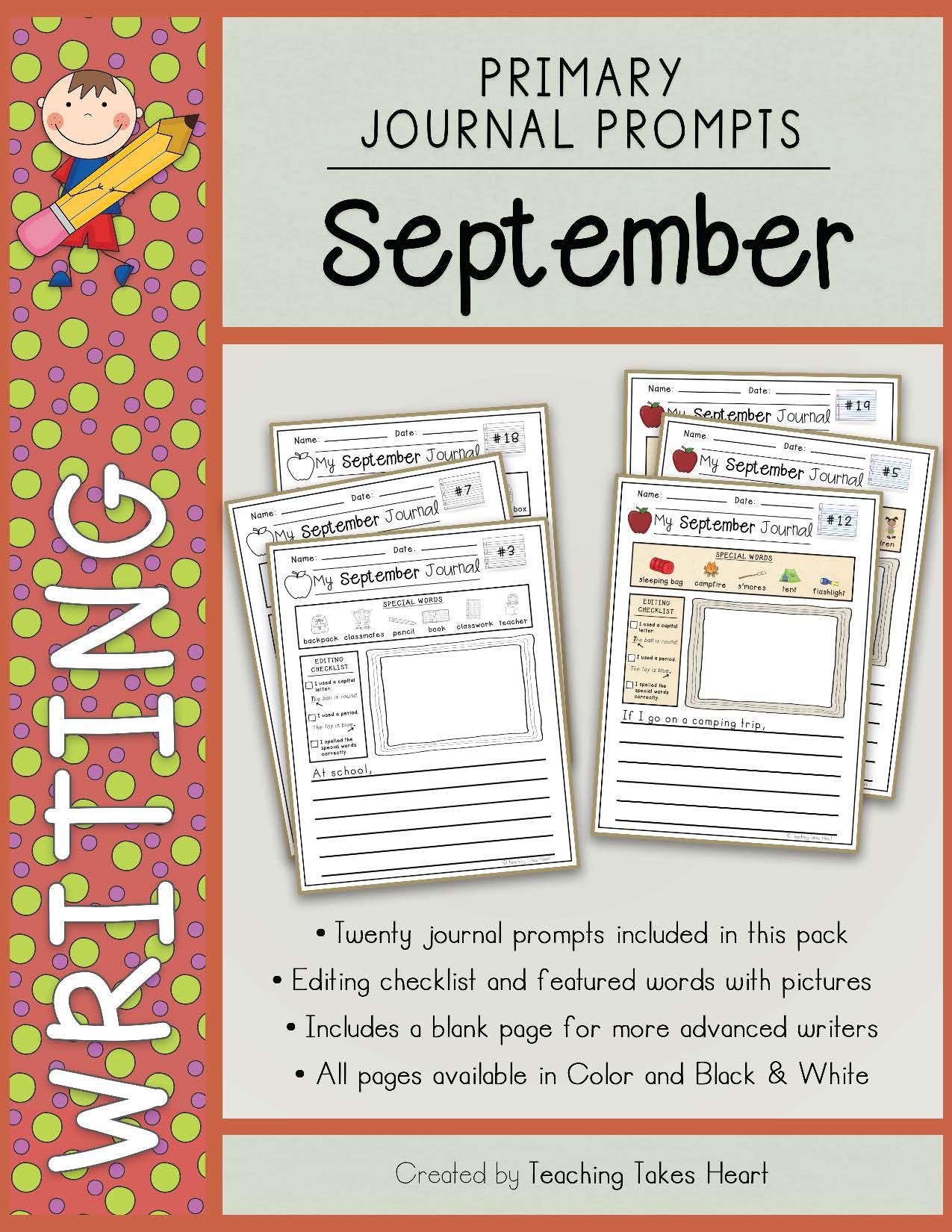 Primary Writing Journal Prompts: September - Teaching Takes Heart