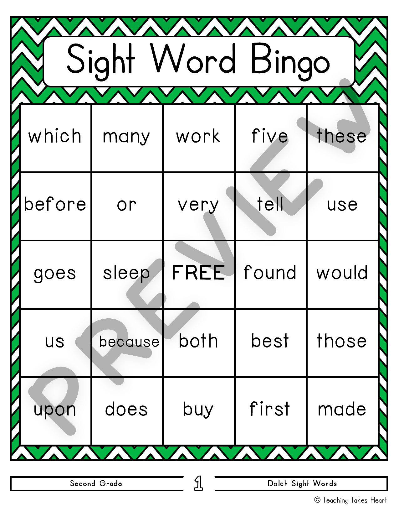 Free Printable Sight Word Bingo Sheets