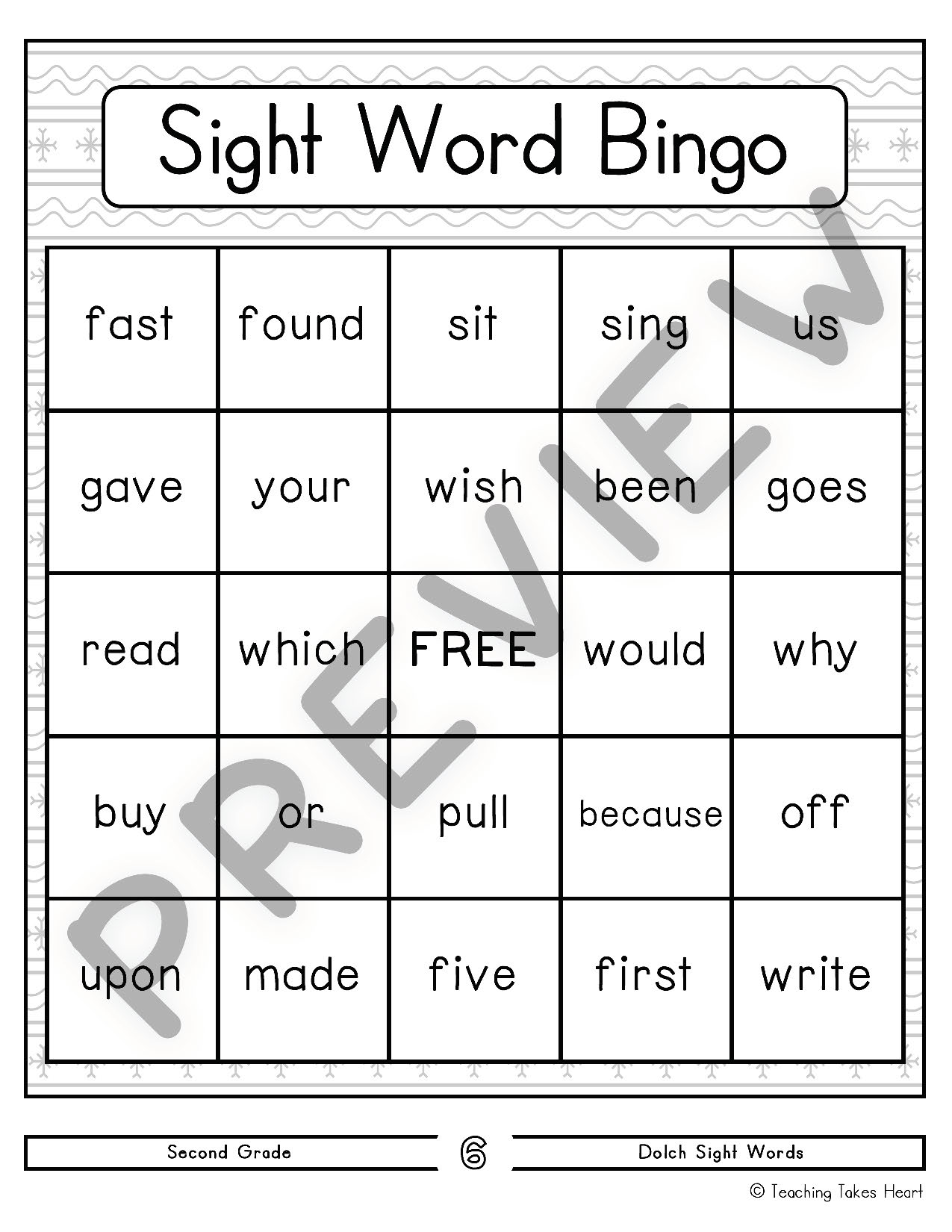 Sight Words Bingo Second Grade Madebyteachers Images And Photos Finder