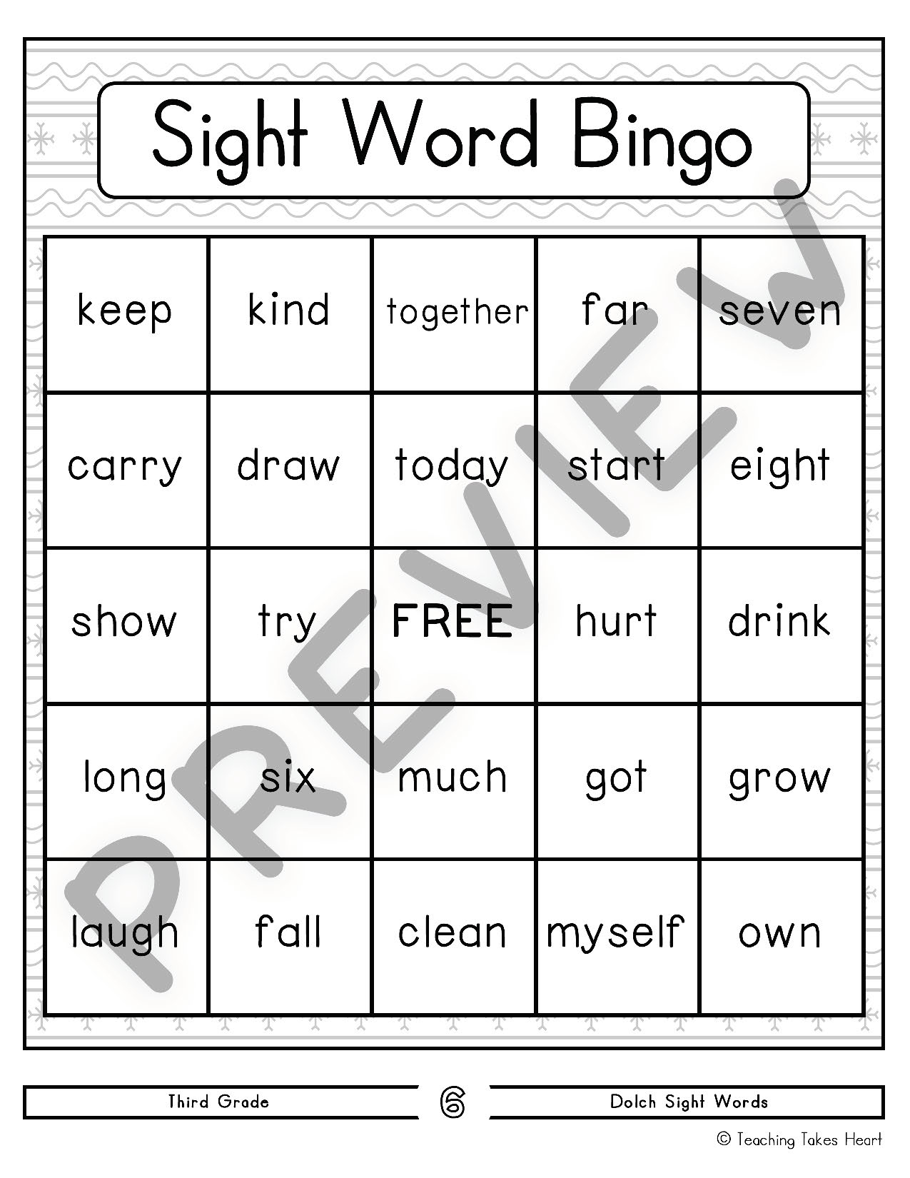 Sight Word Bingo Third Grade Teaching Takes Heart