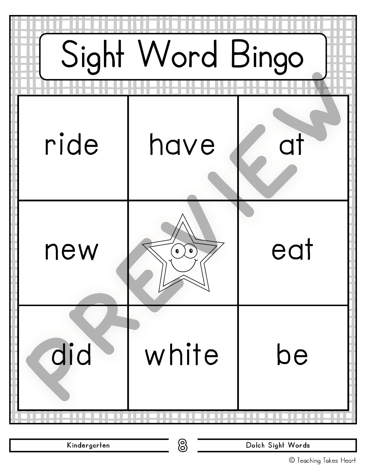 free sight word bingo printables for kindergarten