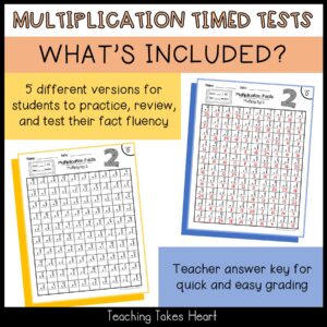 Multiplication Timed Tests: Multiply by 2 — Preview 1