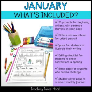 Primary Writing Journal Prompts | January — Preview 2
