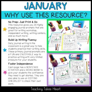 Primary Writing Journal Prompts | January — Preview 3