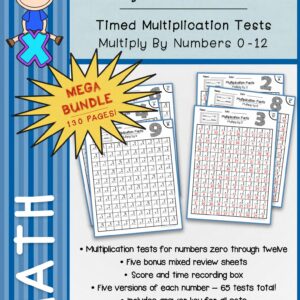 MEGA BUNDLE! Multiplication Timed Tests: Multiply by 0 - 12 with Mixed Review