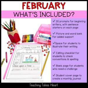 Primary Writing Journal Prompts | February — Preview 2