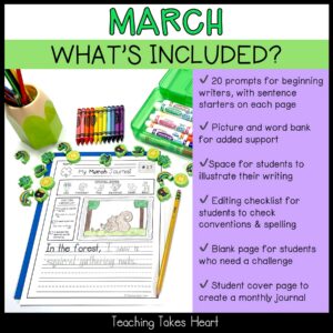 Primary Writing Journal Prompts | March — Preview 2
