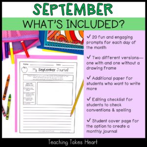Intermediate Writing Journal Prompts | September — Preview 2