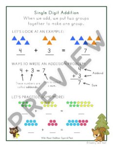 Wild About Addition: Single Digit Addition — Preview 3