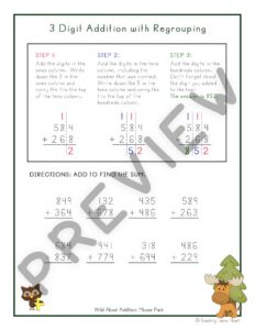 Wild About Addition: Three Digit Addition with Regrouping — Preview 4