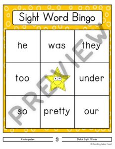 Sight Word Bingo | Kindergarten — Preview 4