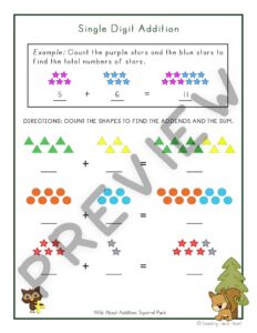Wild About Addition: Single Digit Addition — Preview 4