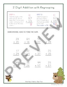 Wild About Addition: 2 Digit Addition with Regrouping — Preview 4