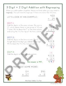 Wild About Addition: 3 Digit Plus 2 Digit Addition with Regrouping — Preview 5