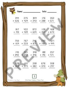 Wild About Addition: Three Digit Addition with Regrouping — Preview 5