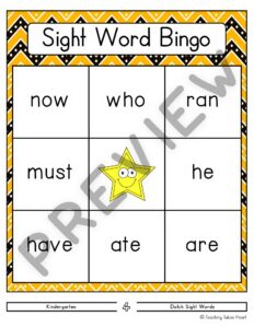 Sight Word Bingo | Kindergarten — Preview 5