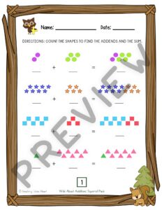 Wild About Addition: Single Digit Addition — Preview 5