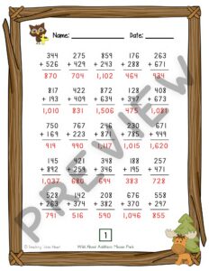 Wild About Addition: Three Digit Addition with Regrouping — Preview 6