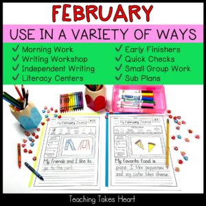 Primary Writing Journal Prompts | February — Preview 6