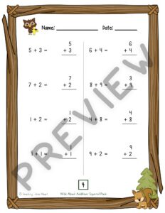 Wild About Addition: Single Digit Addition — Preview 6