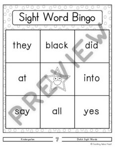 Sight Word Bingo | Kindergarten — Preview 8