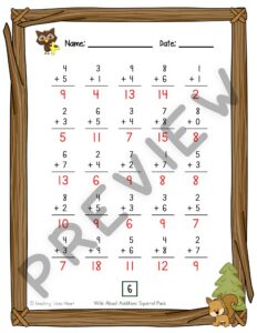 Wild About Addition: Single Digit Addition — Preview 8