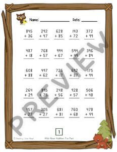 Wild About Addition: 3 Digit Plus 2 Digit Addition with Regrouping — Preview 9