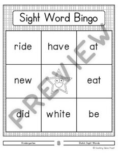 Sight Word Bingo | Kindergarten — Preview 9