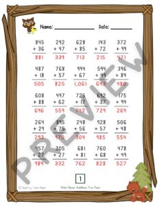 Wild About Addition: 3 Digit Plus 2 Digit Addition with Regrouping — Preview 10