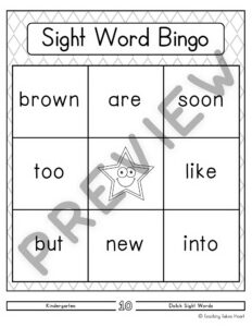 Sight Word Bingo | Kindergarten — Preview 11