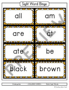Sight Word Bingo | Kindergarten — Preview 12